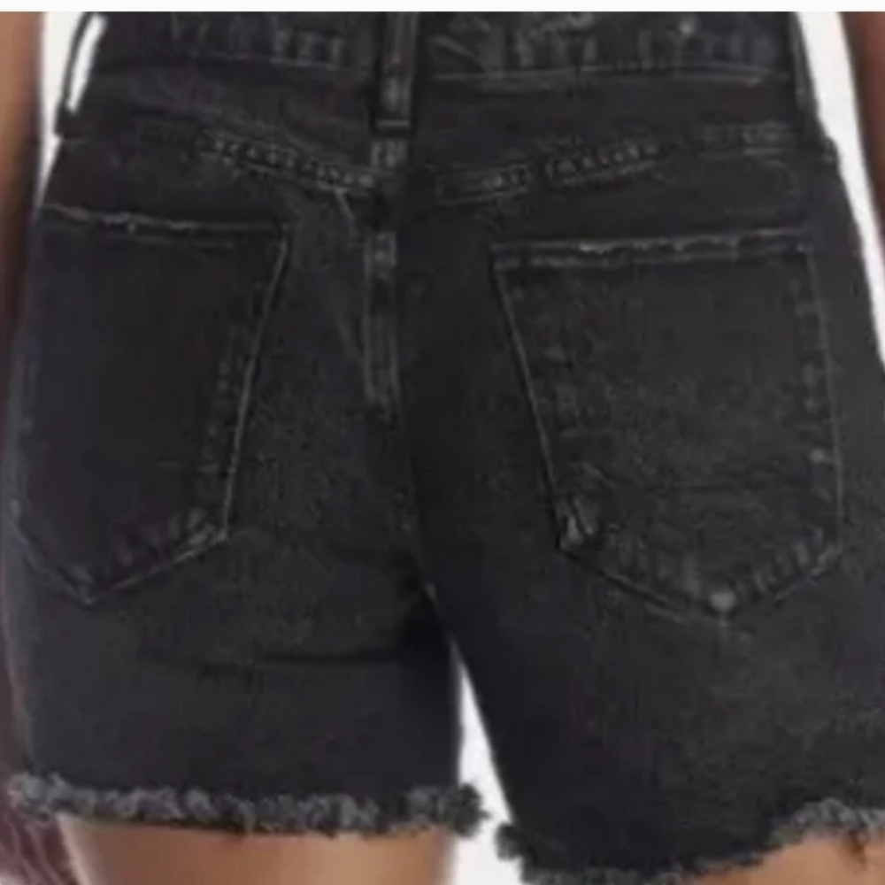 NWOT Earnest sewn new york, dorothy denim Black shorts, mid-rise, distressed 33. - Picture 13 of 14